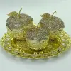 Simple golden apple-head ceramic ornaments, creative living room interior decoration ornaments, European-style handicrafts, golden castle vases details Picture